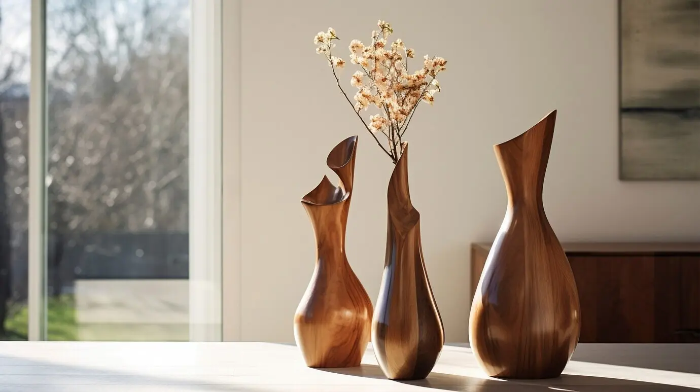 Handgefertigte dekorative Holzvase